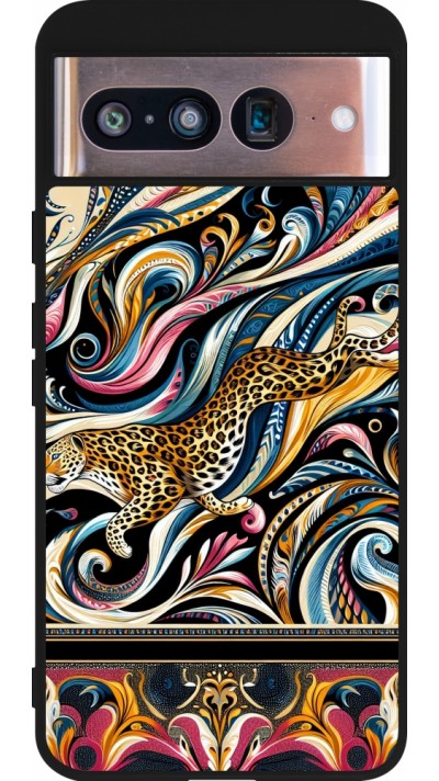 Google Pixel 8 Case Hülle - Silikon schwarz Leopard Abstrakte Kunst