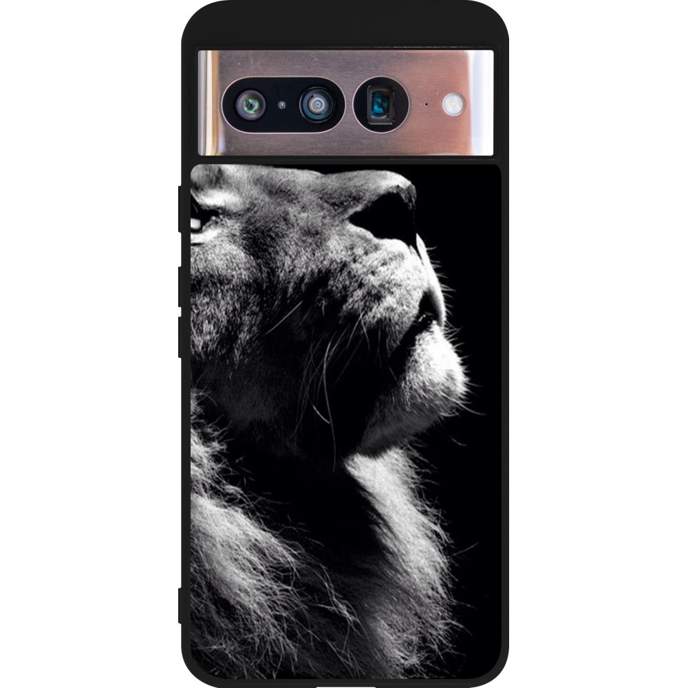 Google Pixel 8 Case Hülle - Silikon schwarz Lion looking up