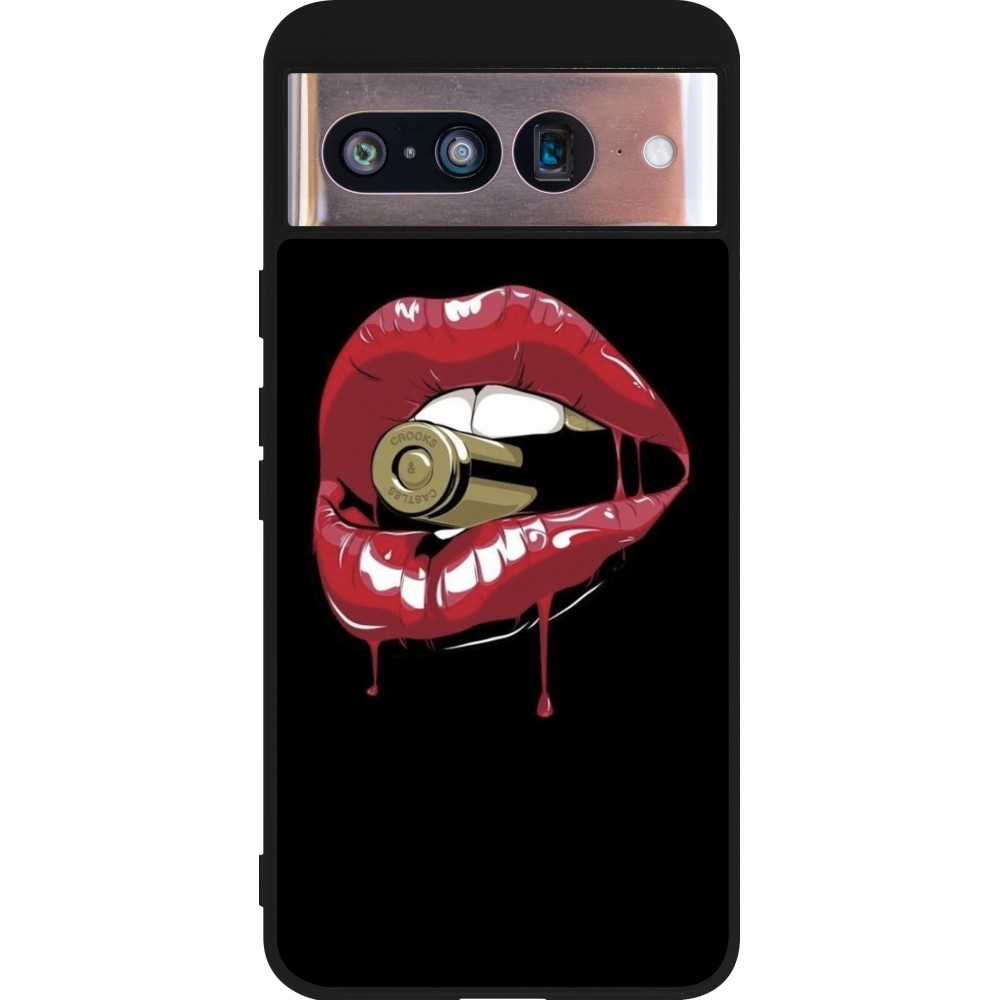 Google Pixel 8 Case Hülle - Silikon schwarz Lips bullet