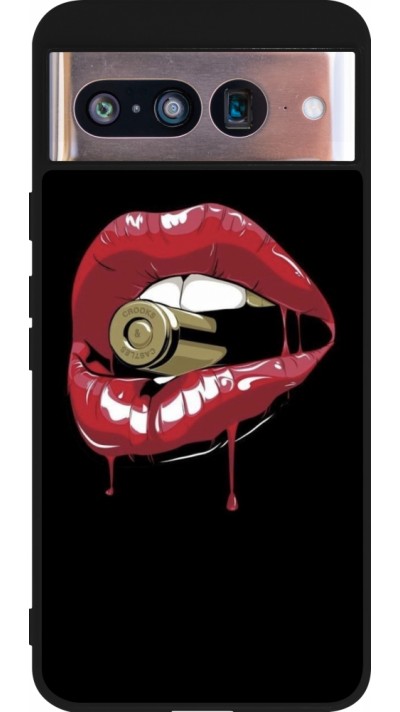 Google Pixel 8 Case Hülle - Silikon schwarz Lips bullet