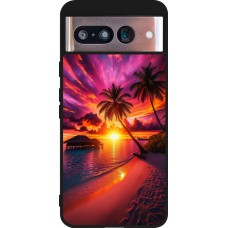 Google Pixel 8 Case Hülle - Silikon schwarz Malediven Abenddämmerung Glückseligkeit