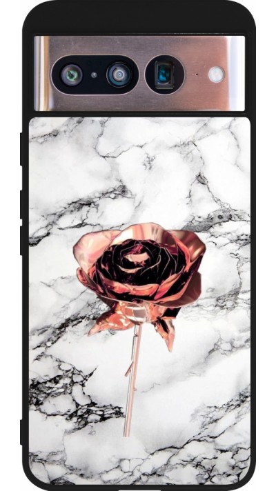 Google Pixel 8 Case Hülle - Silikon schwarz Marble Rose Gold