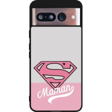 Google Pixel 8 Case Hülle - Silikon schwarz Mom 2024 Super hero maman