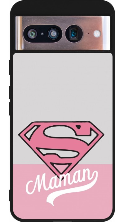 Google Pixel 8 Case Hülle - Silikon schwarz Mom 2024 Super hero maman