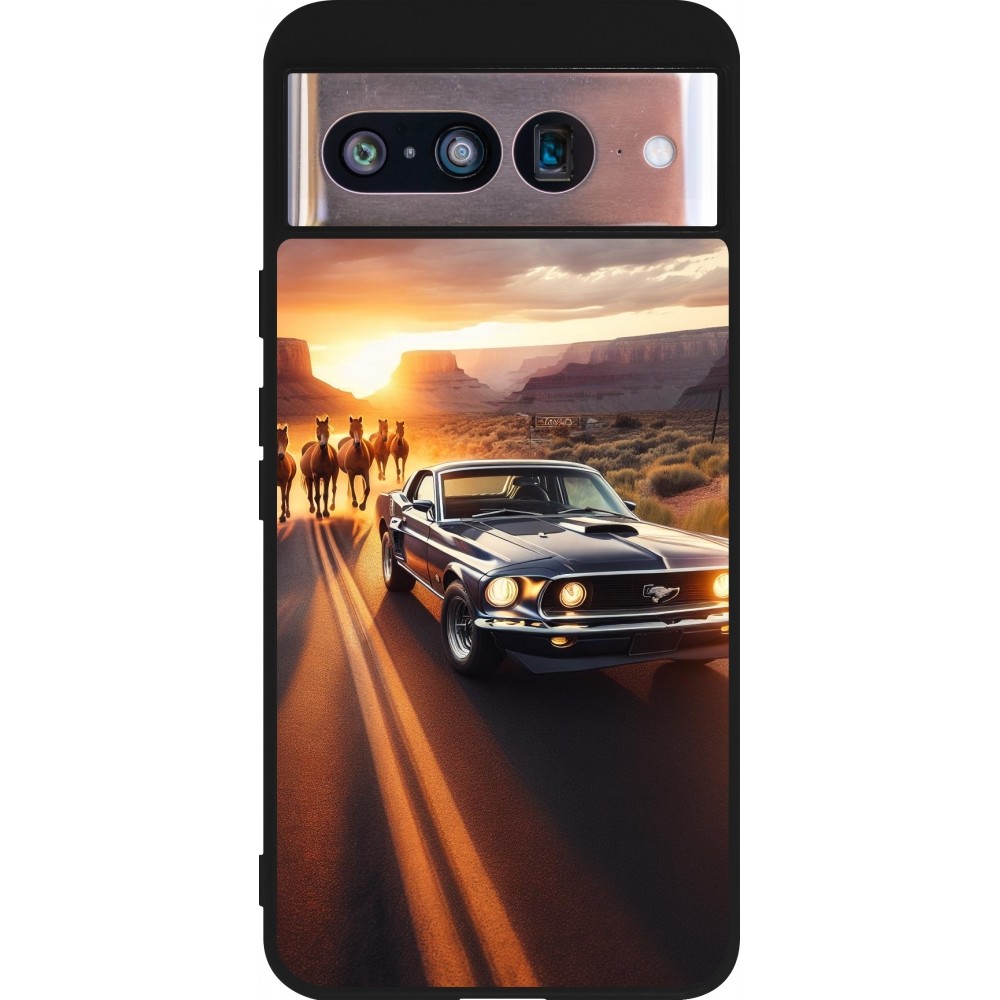 Google Pixel 8 Case Hülle - Silikon schwarz Mustang 69 Grand Canyon