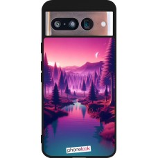 Google Pixel 8 Case Hülle - Silikon schwarz Lila-rosa Landschaft