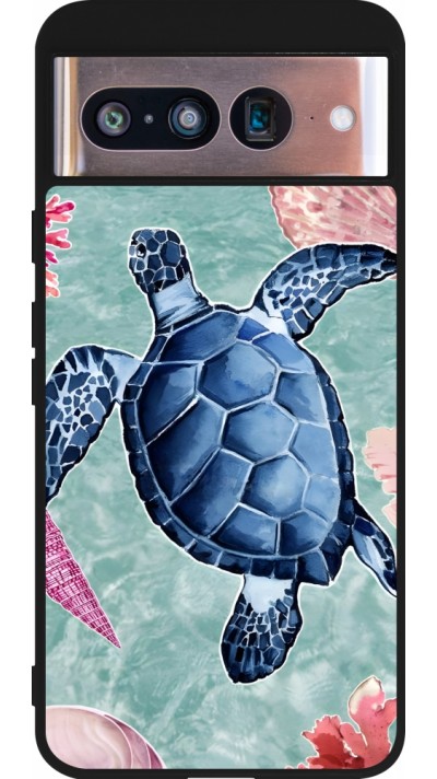 Google Pixel 8 Case Hülle - Silikon schwarz Preppy Turtle