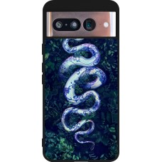 Google Pixel 8 Case Hülle - Silikon schwarz Snake Blue Anaconda