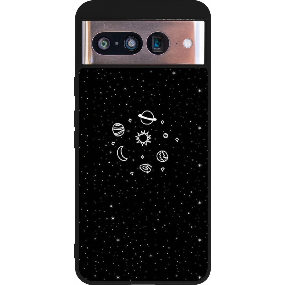 Google Pixel 8 Case Hülle - Silikon schwarz Space Doodle