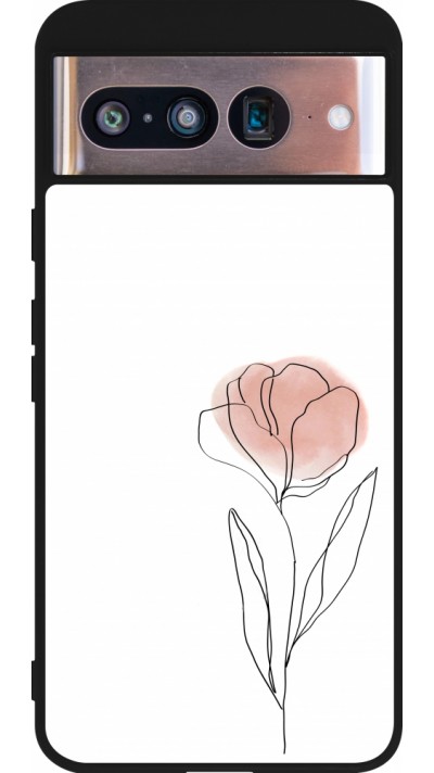 Google Pixel 8 Case Hülle - Silikon schwarz Spring 23 minimalist flower