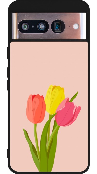 Google Pixel 8 Case Hülle - Silikon schwarz Spring 23 tulip trio