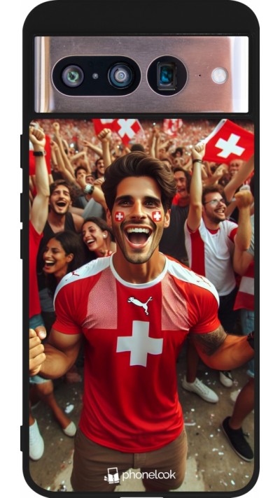 Google Pixel 8 Case Hülle - Silikon schwarz Schweizer Fan Euro 2024