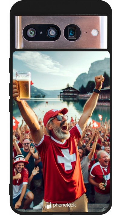 Google Pixel 8 Case Hülle - Silikon schwarz Schweizer Sieg Fanzone Euro 2024