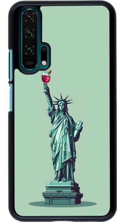 Coque Honor 20 Pro - Wine Statue de la liberté avec un verre de vin