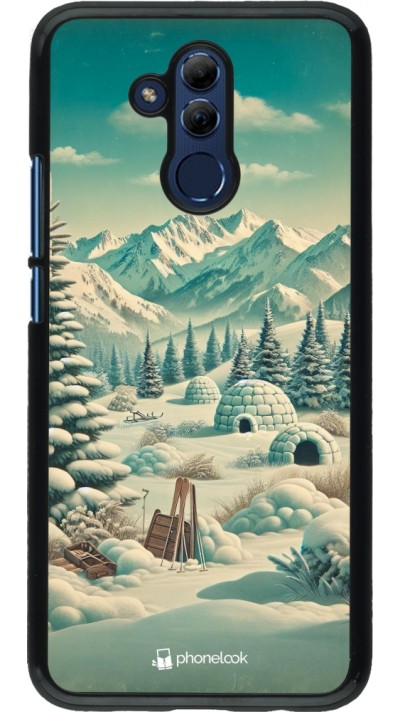 Huawei Mate 20 Lite Case Hülle - Vintage Schneebedeckter Berg Iglu