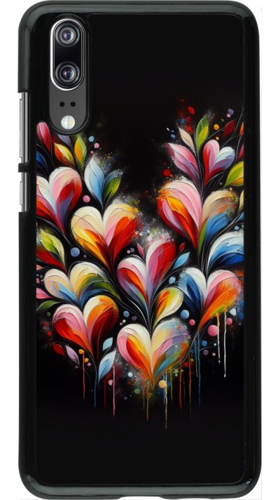 Coque Huawei P20 - Valentine 2024 Coeur Noir Abstrait