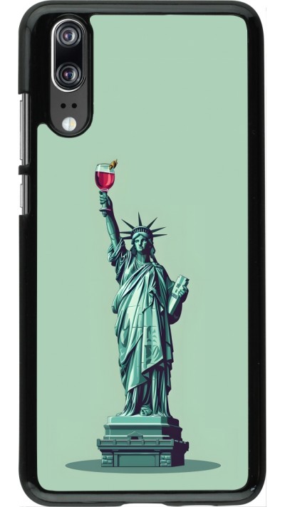 Coque Huawei P20 - Wine Statue de la liberté avec un verre de vin