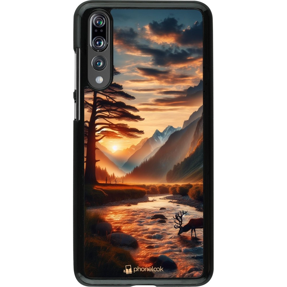 Huawei P20 Pro Case Hülle - Tal Sonnenuntergang Hirsch Baum