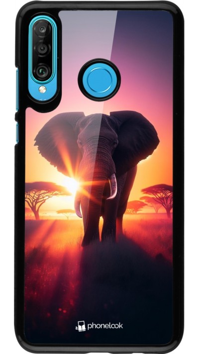 Huawei P30 Lite Case Hülle - Elefant Sonnenaufgang Schönheit