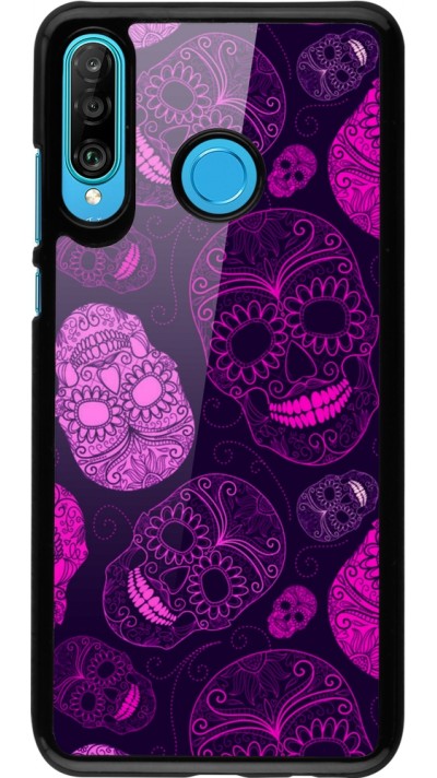 Huawei P30 Lite Case Hülle - Halloween 2023 pink skulls