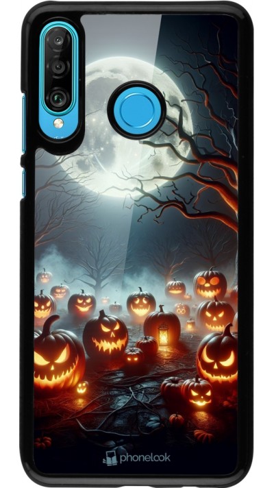 Huawei P30 Lite Case Hülle - Halloween 2024 Viele Kuerbisse