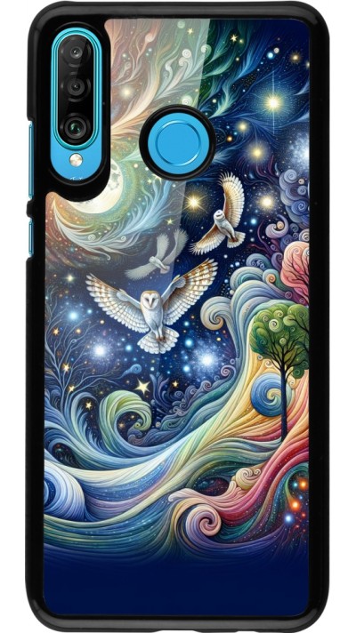 Huawei P30 Lite Case Hülle - Fliegender Blumen-Eule