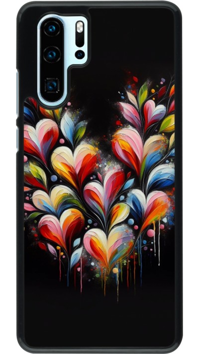 Coque Huawei P30 Pro - Valentine 2024 Coeur Noir Abstrait