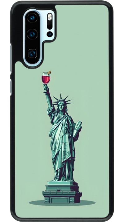 Coque Huawei P30 Pro - Wine Statue de la liberté avec un verre de vin