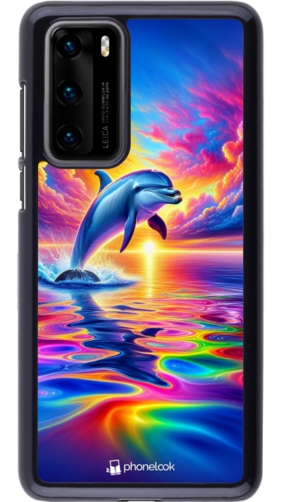 Huawei P40 Case Hülle - Glücklicher Regenbogen-Delfin