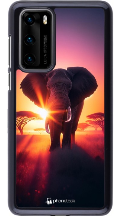 Huawei P40 Case Hülle - Elefant Sonnenaufgang Schönheit