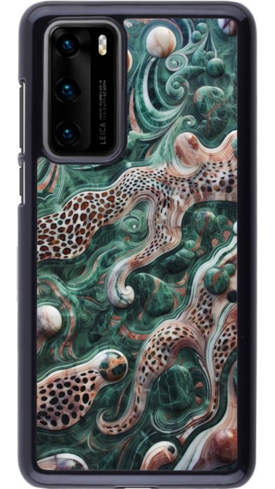 Huawei P40 Case Hülle - Grüner Marmor und abstrakter Leopard