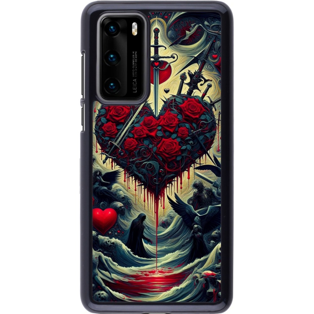 Huawei P40 Case Hülle - Dunkle Liebe Herz Blut