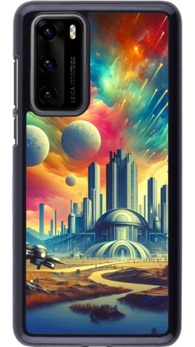 Huawei P40 Case Hülle - Futuristische Stadt ausserhalb der Kuppel