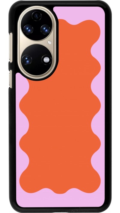 Coque Huawei P50 - Wavy Rectangle Orange Pink