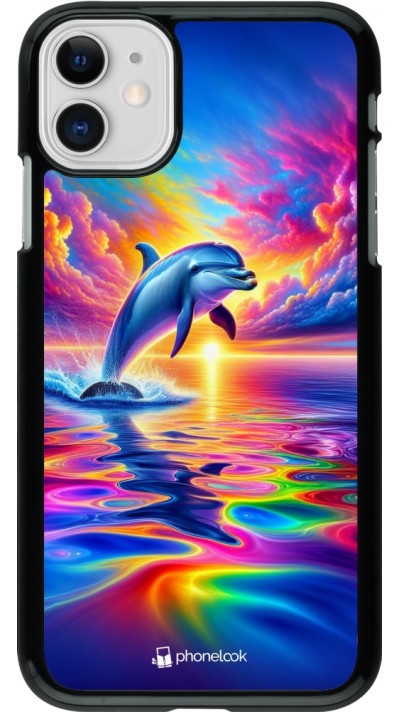 iPhone 11 Case Hülle - Glücklicher Regenbogen-Delfin