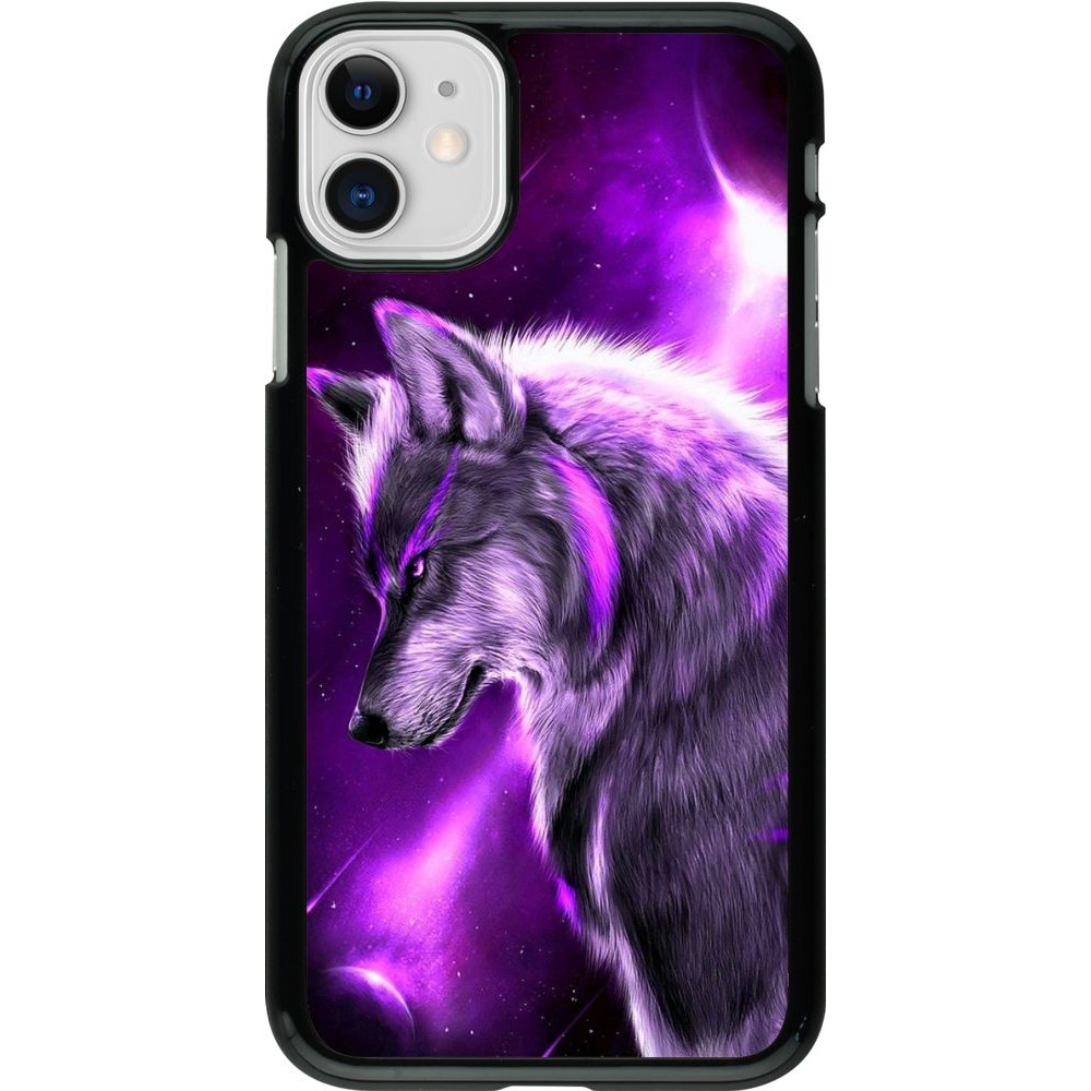 Hülle iPhone 11 - Purple Sky Wolf