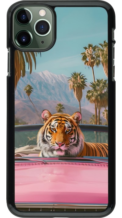 iPhone 11 Pro Max Case Hülle - Tiger Auto rosa