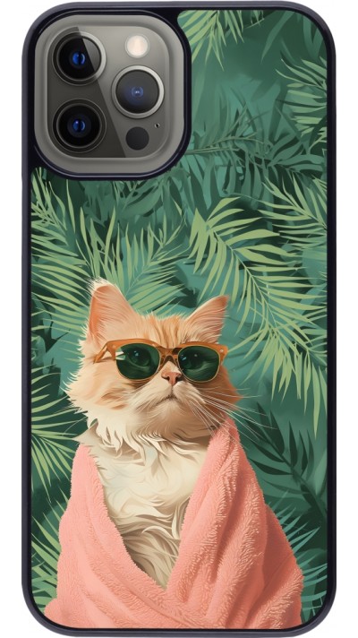 iPhone 12 Pro Max Case Hülle - Cat Summer Palms