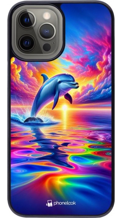 iPhone 12 Pro Max Case Hülle - Glücklicher Regenbogen-Delfin