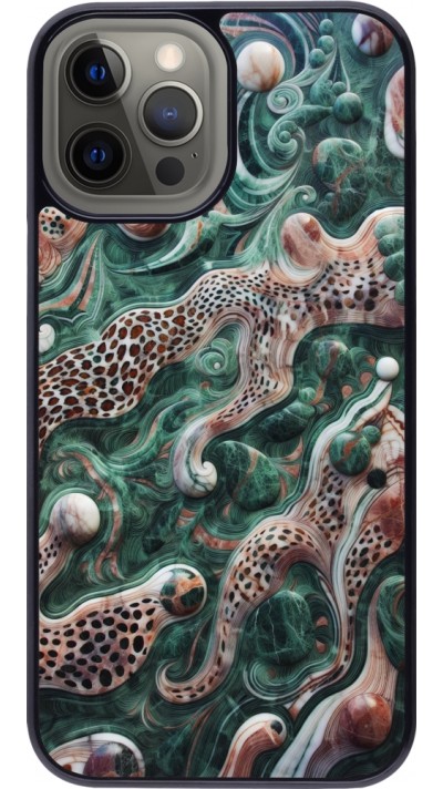 iPhone 12 Pro Max Case Hülle - Grüner Marmor und abstrakter Leopard