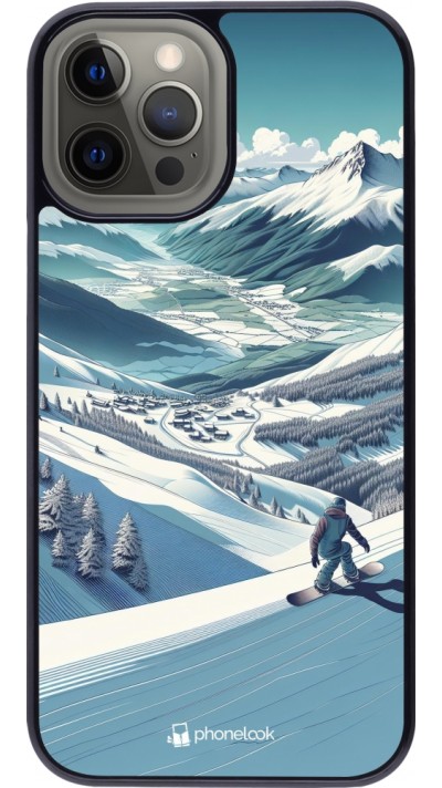 iPhone 12 Pro Max Case Hülle - Snowboarder Berg