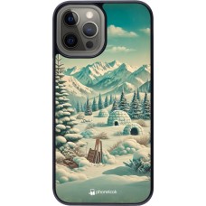 iPhone 12 Pro Max Case Hülle - Vintage Schneebedeckter Berg Iglu