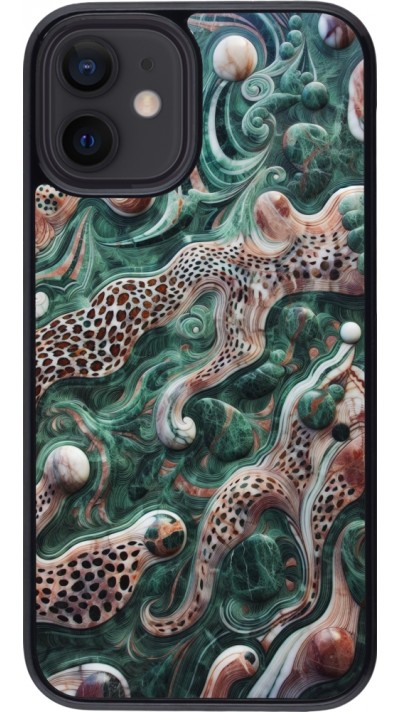 iPhone 12 mini Case Hülle - Grüner Marmor und abstrakter Leopard