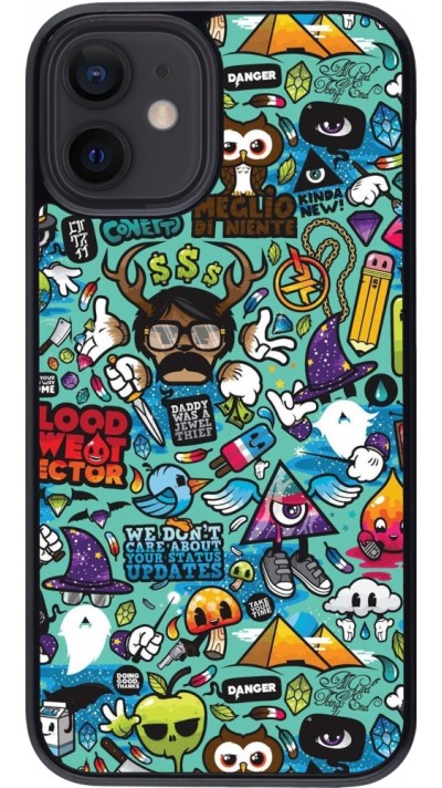 iPhone 12 mini Case Hülle - Mixed Cartoons Turquoise