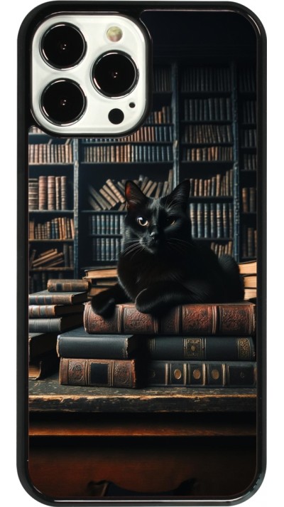 iPhone 13 Pro Max Case Hülle - Katze Bücher dunkel