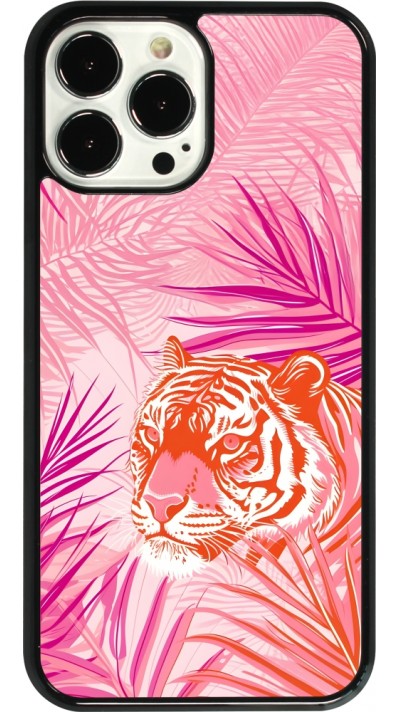 iPhone 13 Pro Max Case Hülle - Tiger Palmen rosa