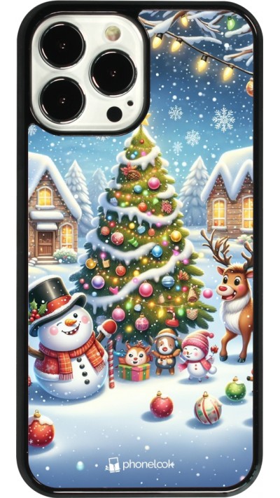 iPhone 13 Pro Max Case Hülle - Weihnachten 2023 Schneemann und Tannenbaum