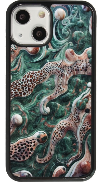 iPhone 13 mini Case Hülle - Grüner Marmor und abstrakter Leopard