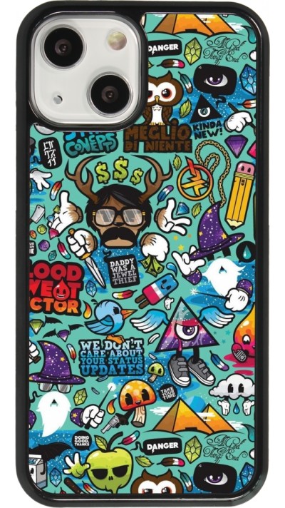 iPhone 13 mini Case Hülle - Mixed Cartoons Turquoise