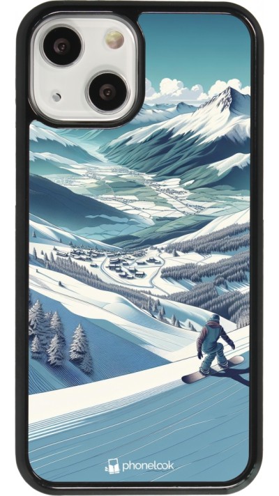 iPhone 13 mini Case Hülle - Snowboarder Berg